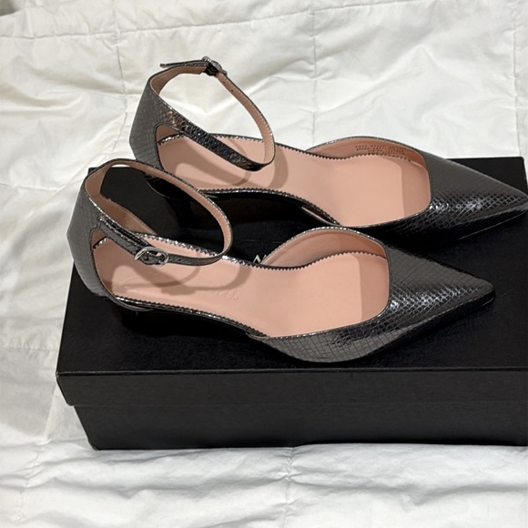 J Crew Collection pointed toe heels in Metallic snake-embossed leather BT882 NEW - Picture 9 of 9
